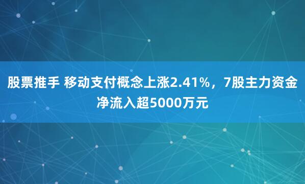 股票推手 移动支付概念上涨2.41%，7股主力资金净流入超5000万元
